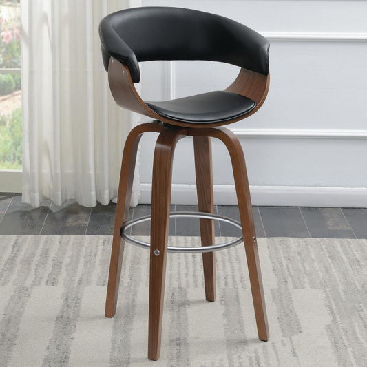 Zion Upholstered Swivel Bar Stool Black