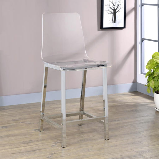 Juelia Clear Acrylic Counter Chair Chrome (Set of 2) Default Title