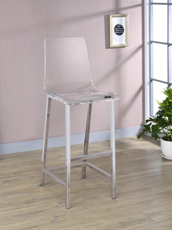 Juelia Clear Acrylic Bar Chair Chrome (Set of 2) Default Title