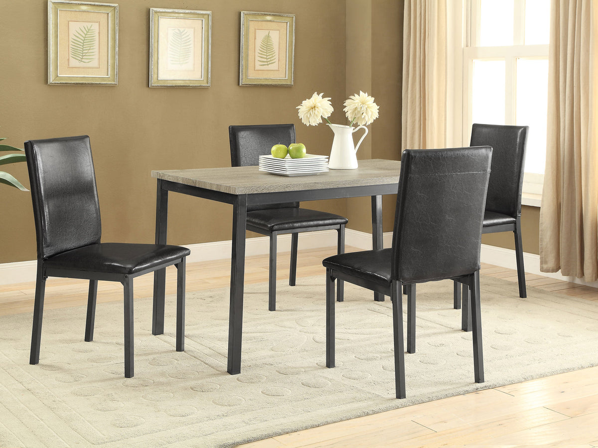Garza 5-piece Rectangular Dining Table Set Black