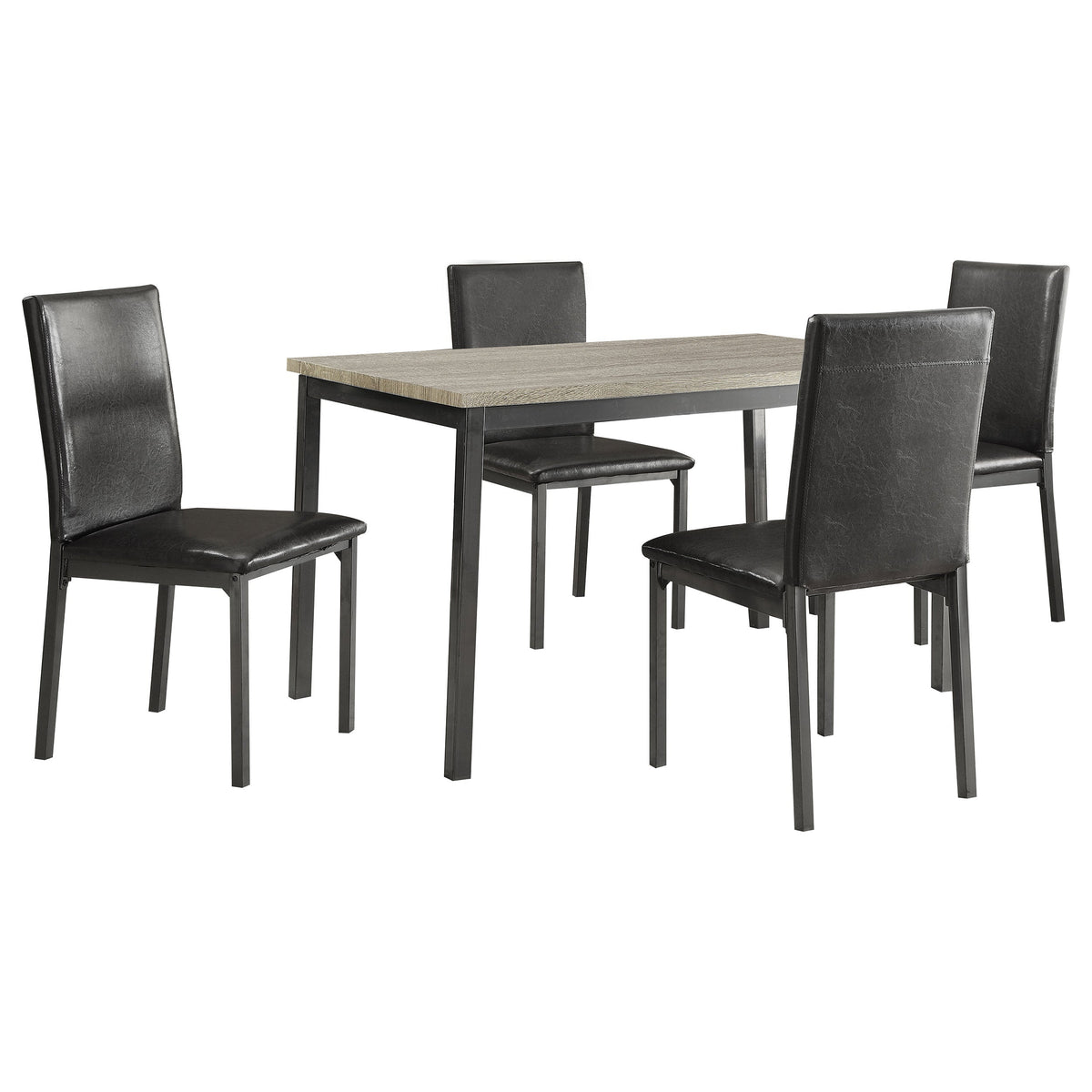 Garza 5-piece Rectangular Dining Table Set Black