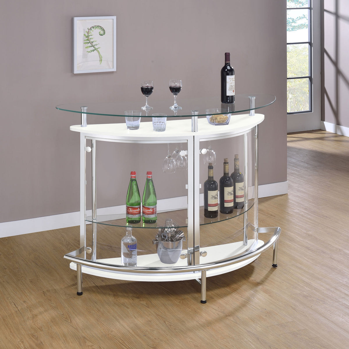 Amarillo Freestanding Glass Top Home Bar Wine Cabinet