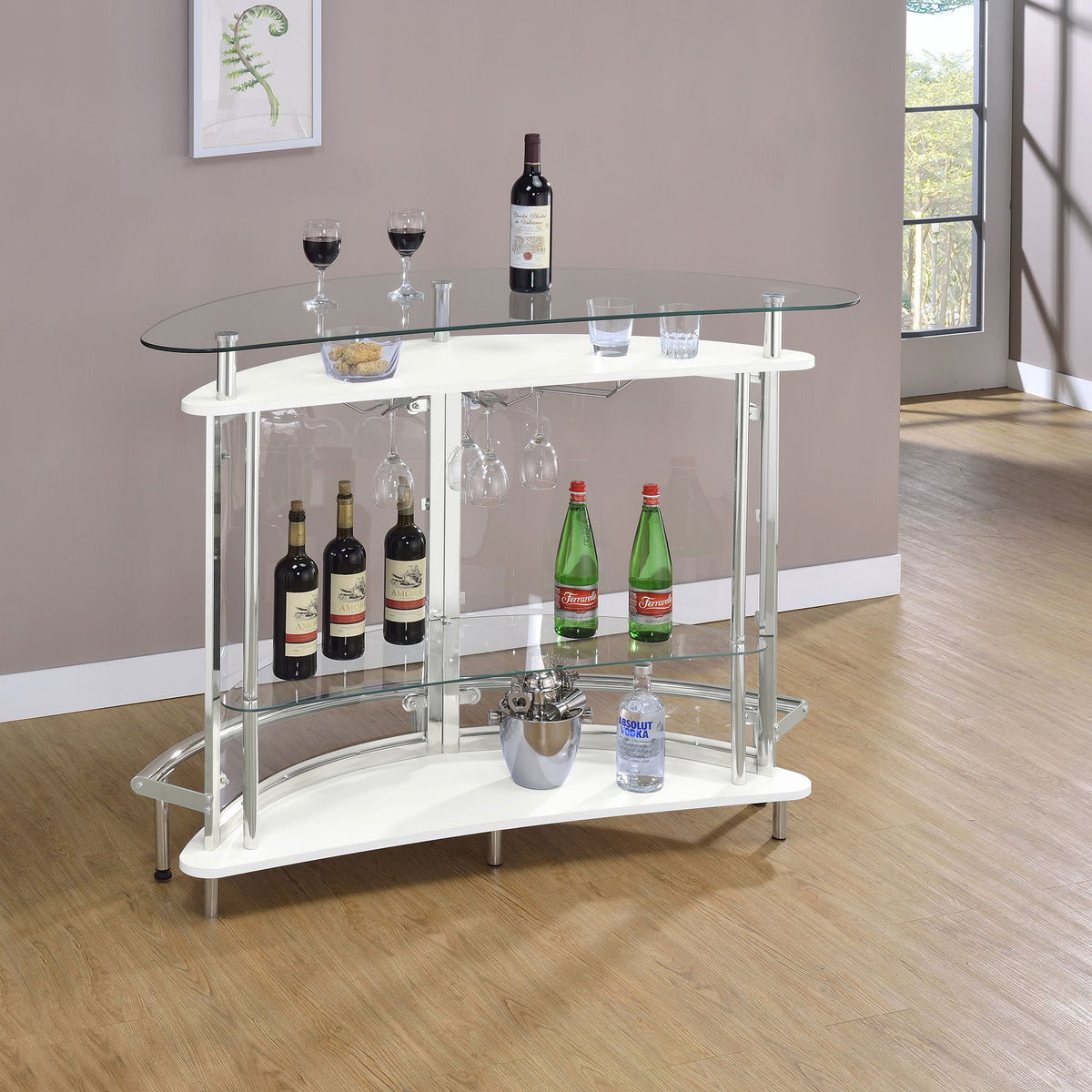Amarillo Freestanding Glass Top Home Bar Wine Cabinet