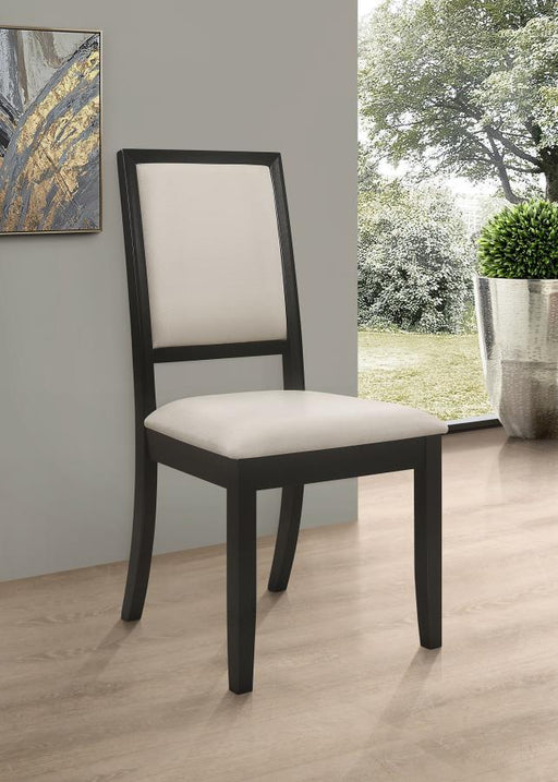 Louise Upholstered Wood Dining Side Chair Black (Set of 2) Default Title