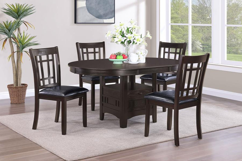 Lavon Oval Extension Leaf Dining Set Medium Espresso