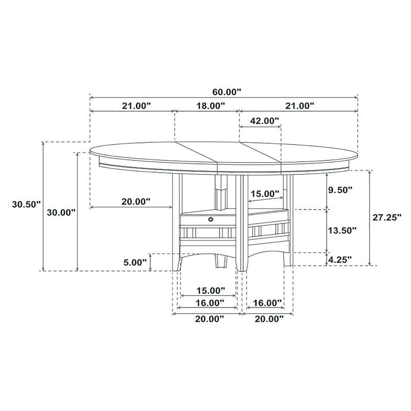 Lavon Oval 60-inch Extension Leaf Dining Table Medium