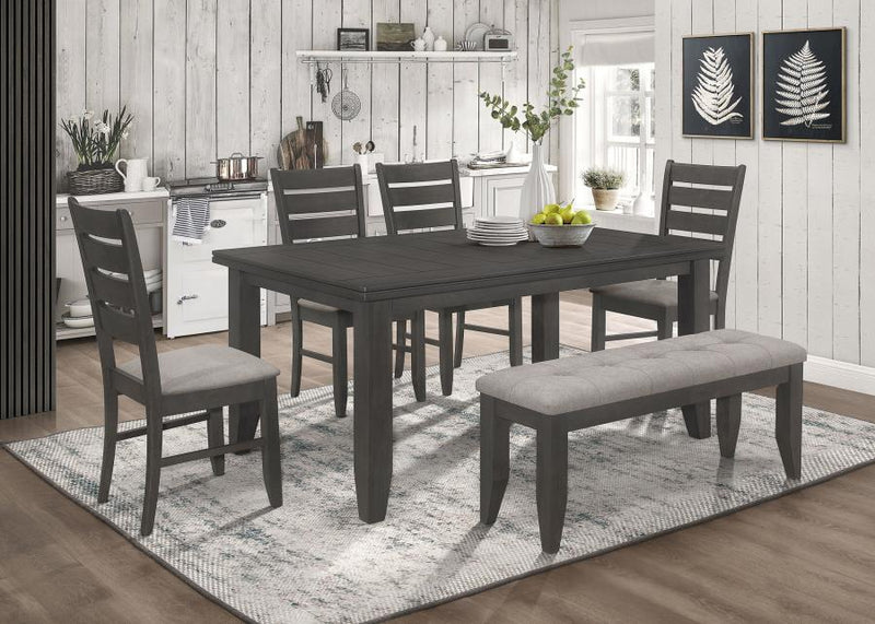 Dalila Rectangular Dining Table Set Dark Grey 6-piece
