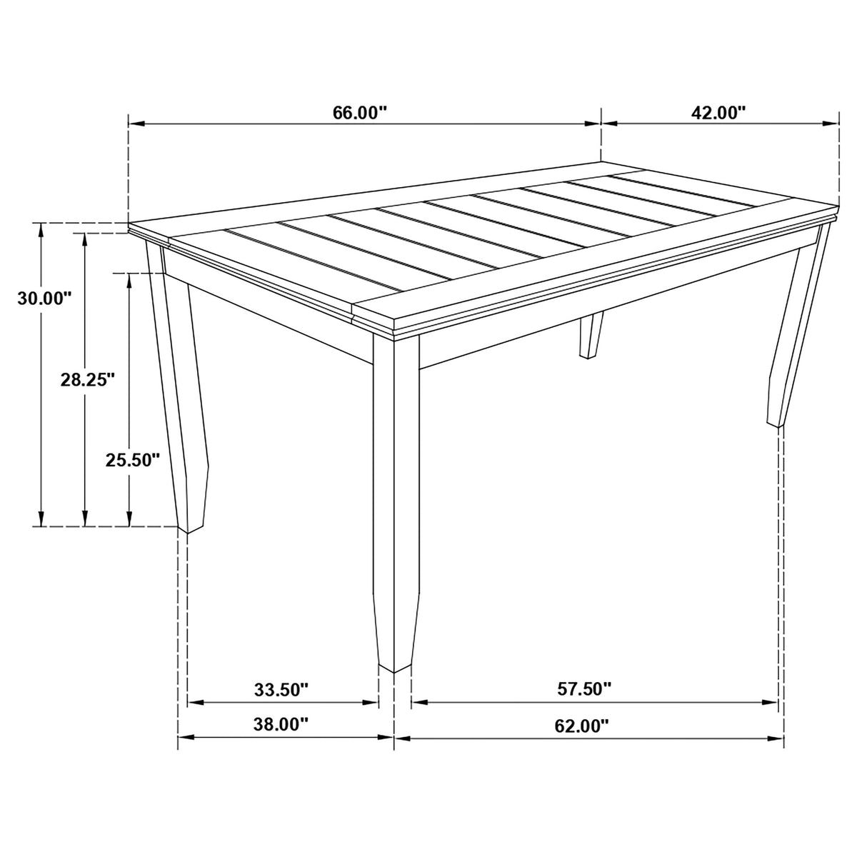 Dalila Rectangular 66-inch Wood Dining Table