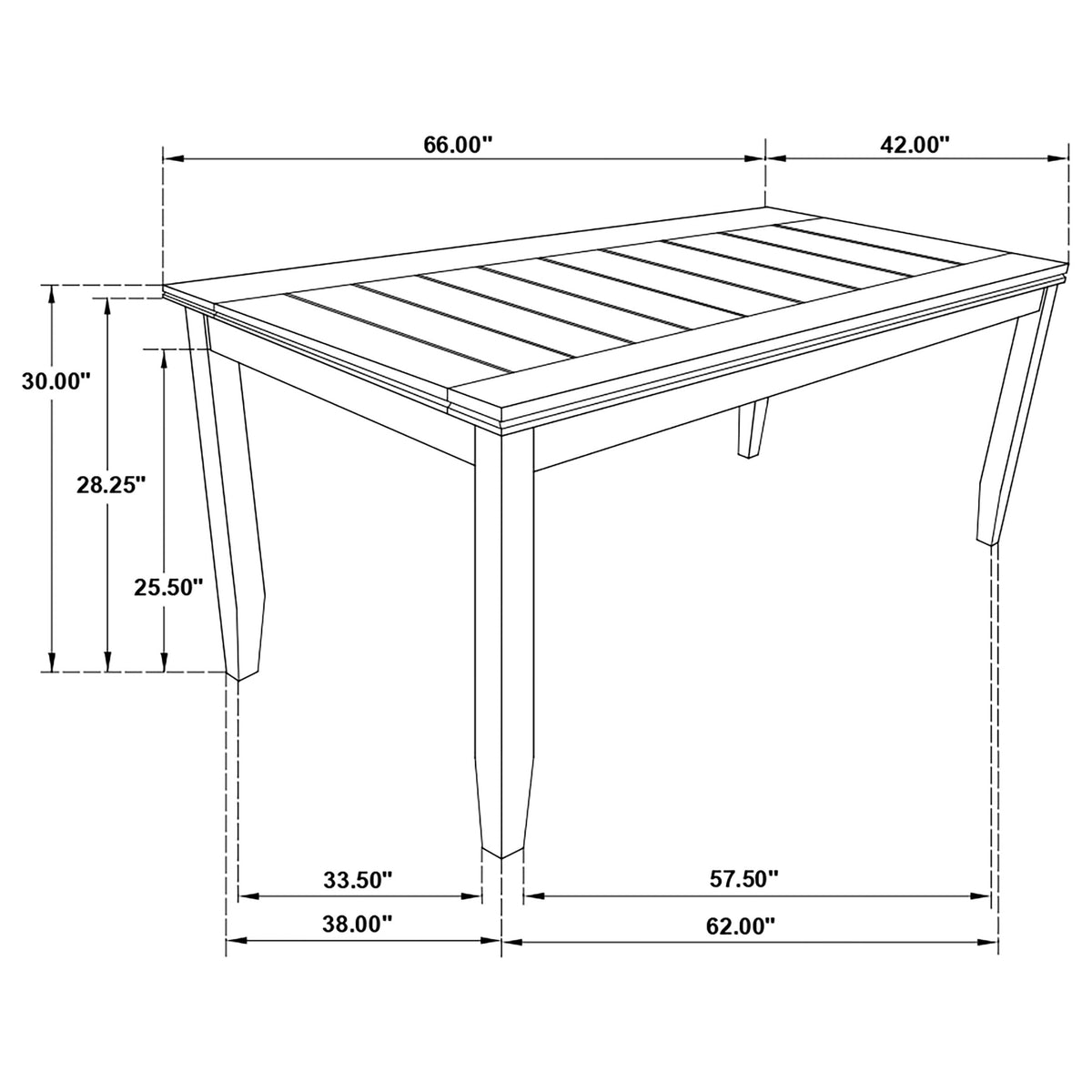 Dalila Rectangular 66-inch Wood Dining Table