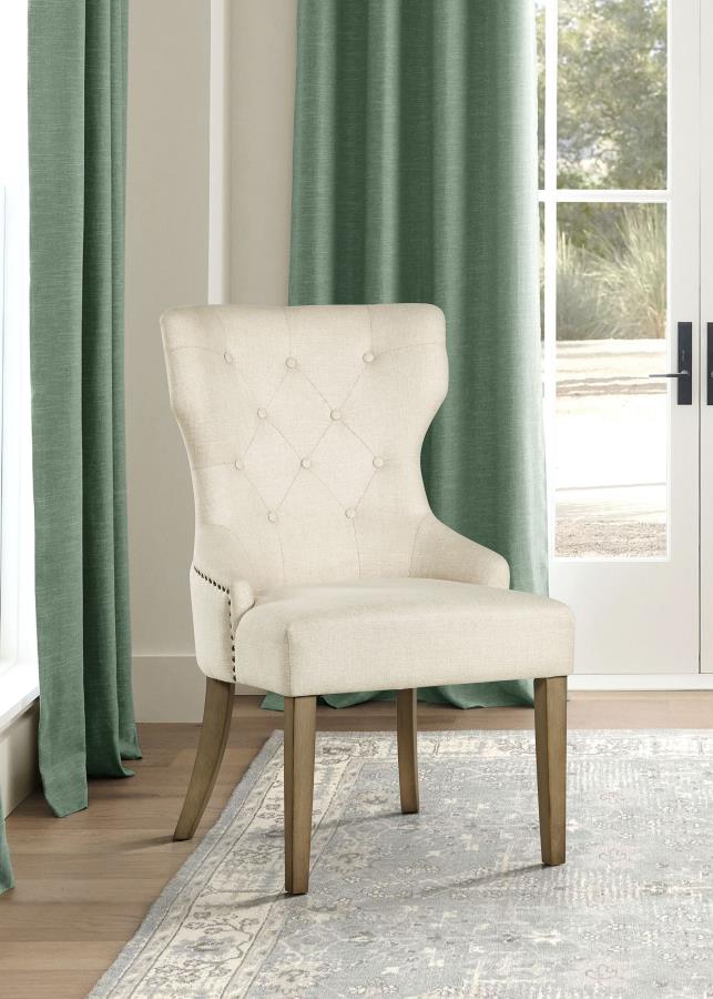 Baney Tufted Upholstered Dining Chair Beige Rustic Grey
