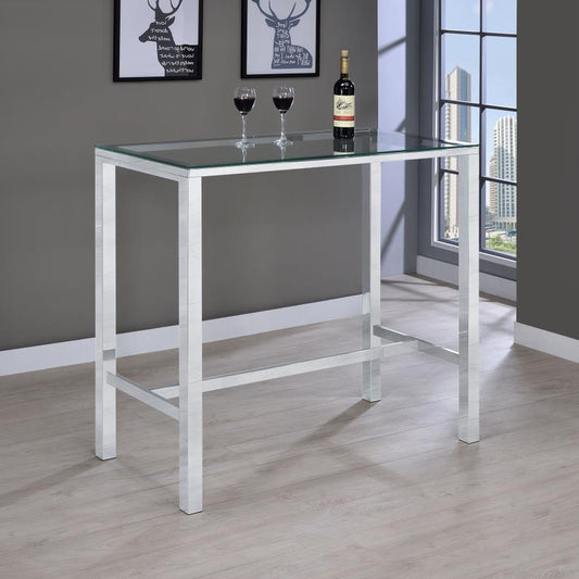 Tolbert Rectangular 47-inch Glass Top Pub Bar Table Chrome Default Title