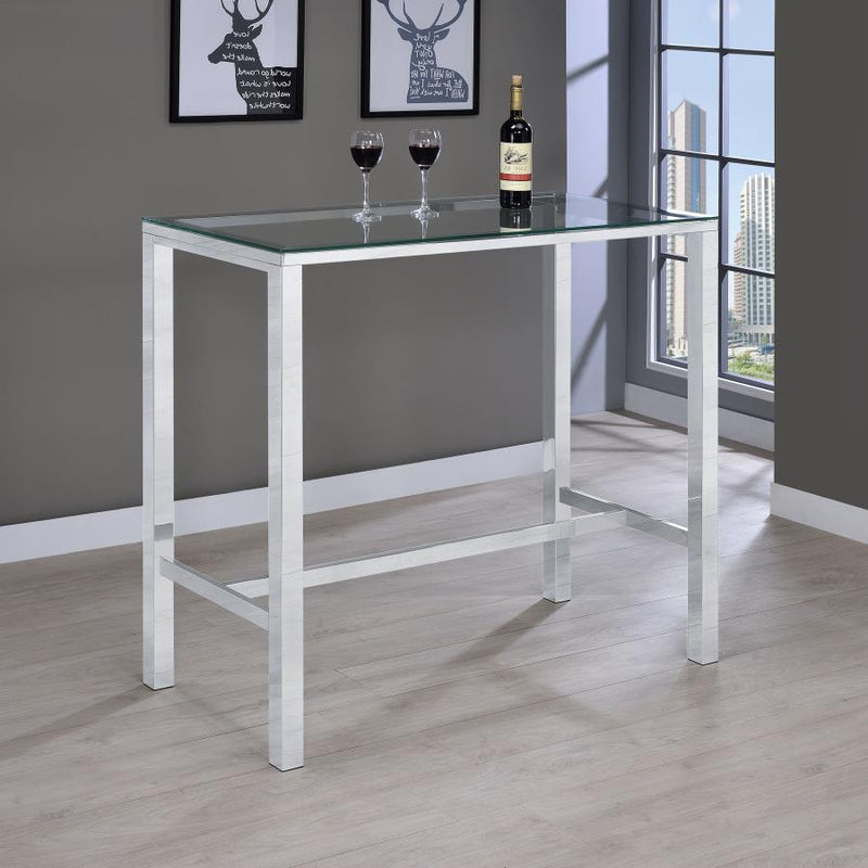 Tolbert Rectangular 47-inch Glass Top Pub Bar Table Chrome Default Title