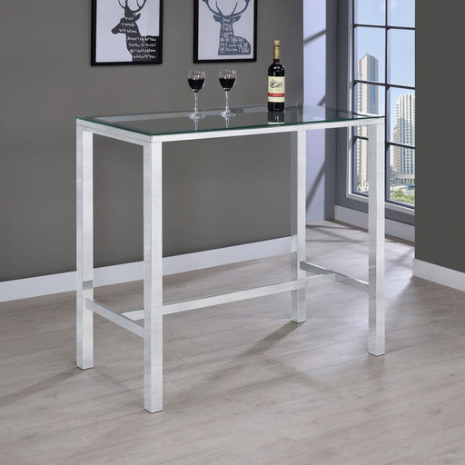 Tolbert Rectangular 47-inch Glass Top Pub Bar Table Chrome Default Title