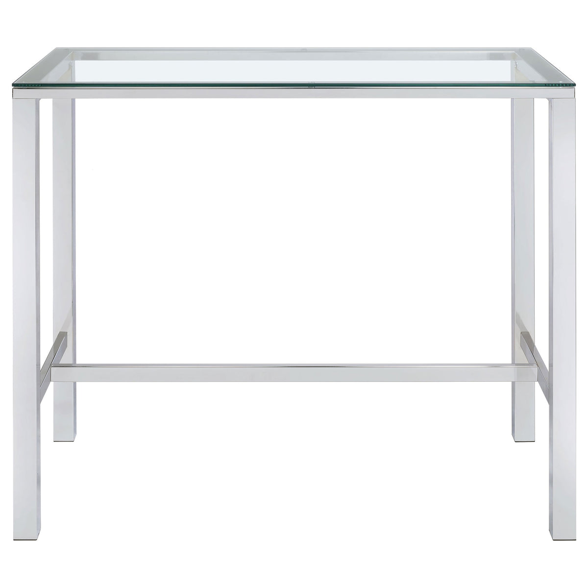 Tolbert Rectangular 47-inch Glass Top Pub Bar Table Chrome