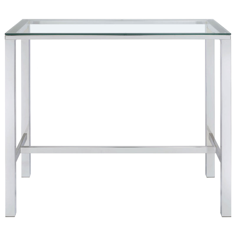 Tolbert Rectangular 47-inch Glass Top Pub Bar Table Chrome