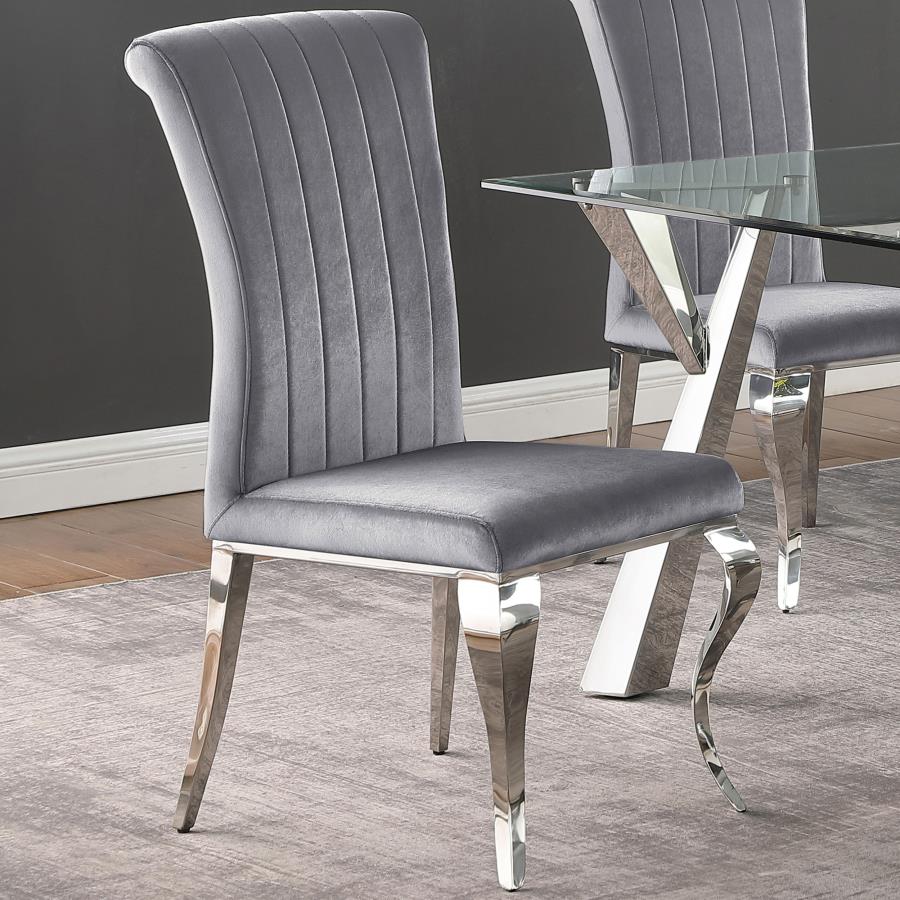 Betty Velvet Upholstered Dining Side Chair (Set of 4) Grey