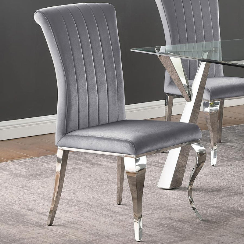 Betty Velvet Upholstered Dining Side Chair (Set of 4) Grey