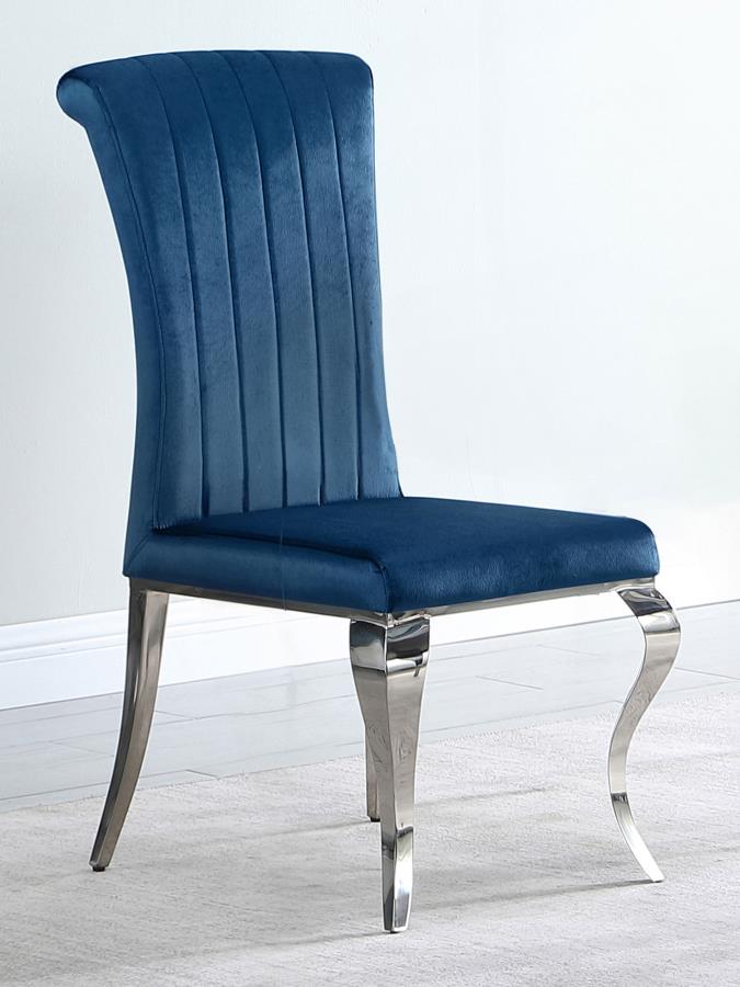 Betty Velvet Upholstered Dining Side Chair (Set of 4) Blue