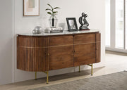 Ortega 4-door Marble Top Sideboard Buffet Cabinet Natural Default Title