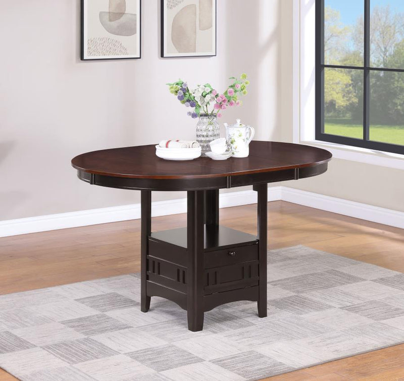 Lavon Oval 60-inch Extension Counter Dining Table Light Chestnut Espresso