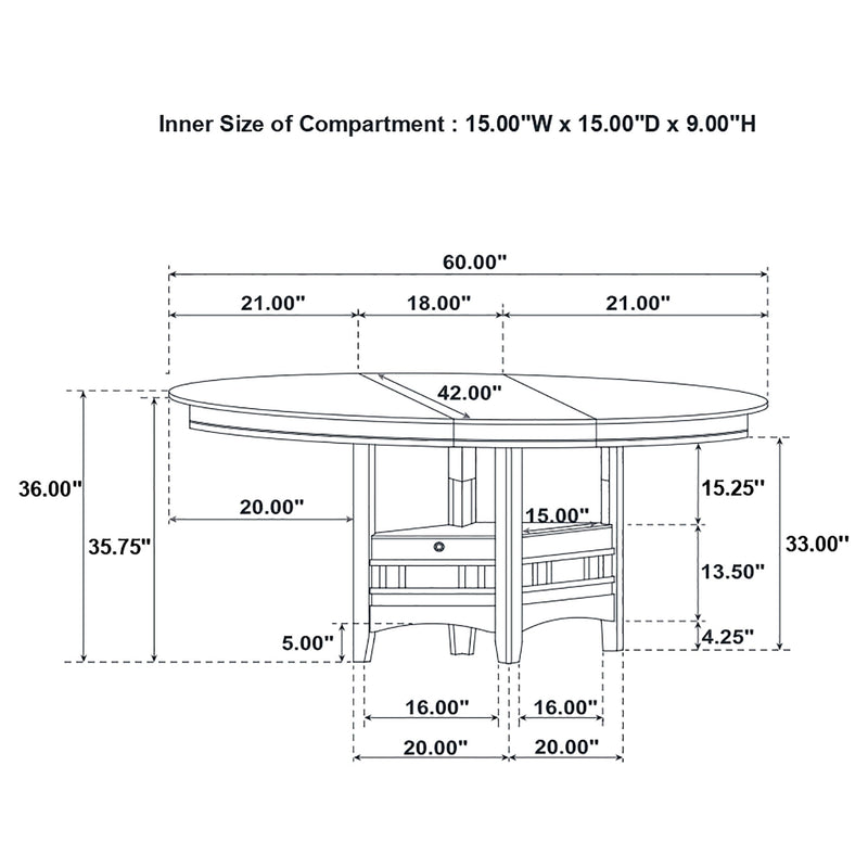 Lavon Oval 60-inch Extension Counter Dining Table