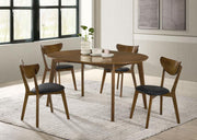Jedda 5-piece Oval Dining Table Set Dark Walnut Default Title