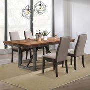 Spring Creek Rectangular Dining Table Set Natural Walnut Taupe 5-piece