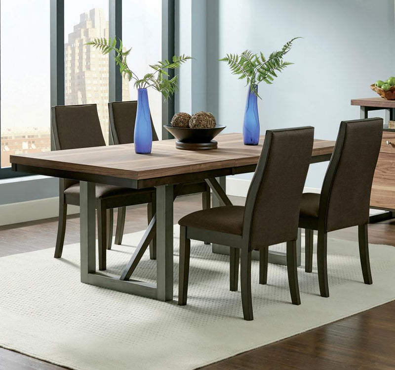 Spring Creek Rectangular Dining Table Set Natural Walnut Chocolate 5-piece