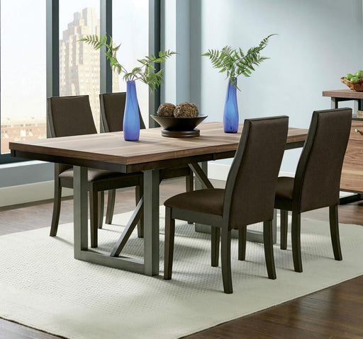Spring Creek Rectangular Dining Table Set Natural Walnut Chocolate 5-piece