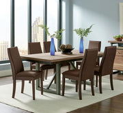 Spring Creek Rectangular Dining Table Set Natural Walnut Chocolate 7-piece