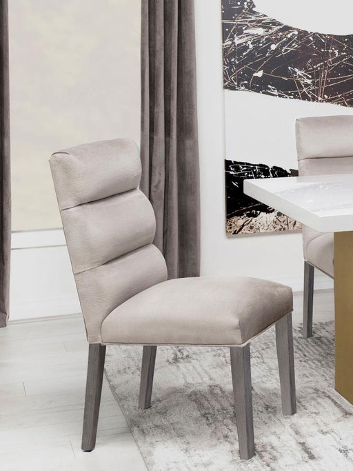 Carla Velvet Upholstered Dining Side Chair (Set of 2) Stone