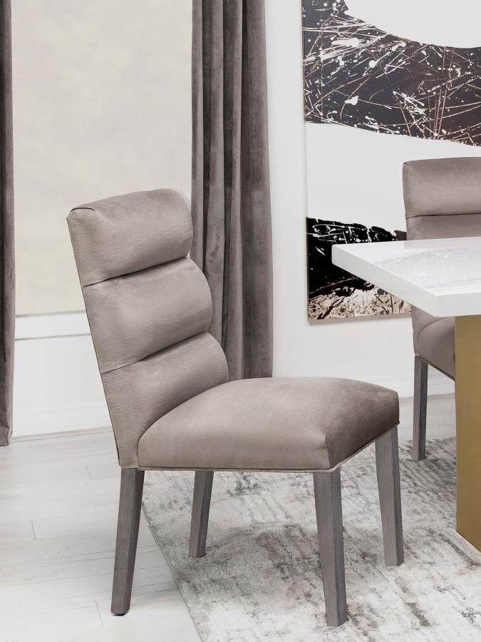 Carla Velvet Upholstered Dining Side Chair (Set of 2) Ash