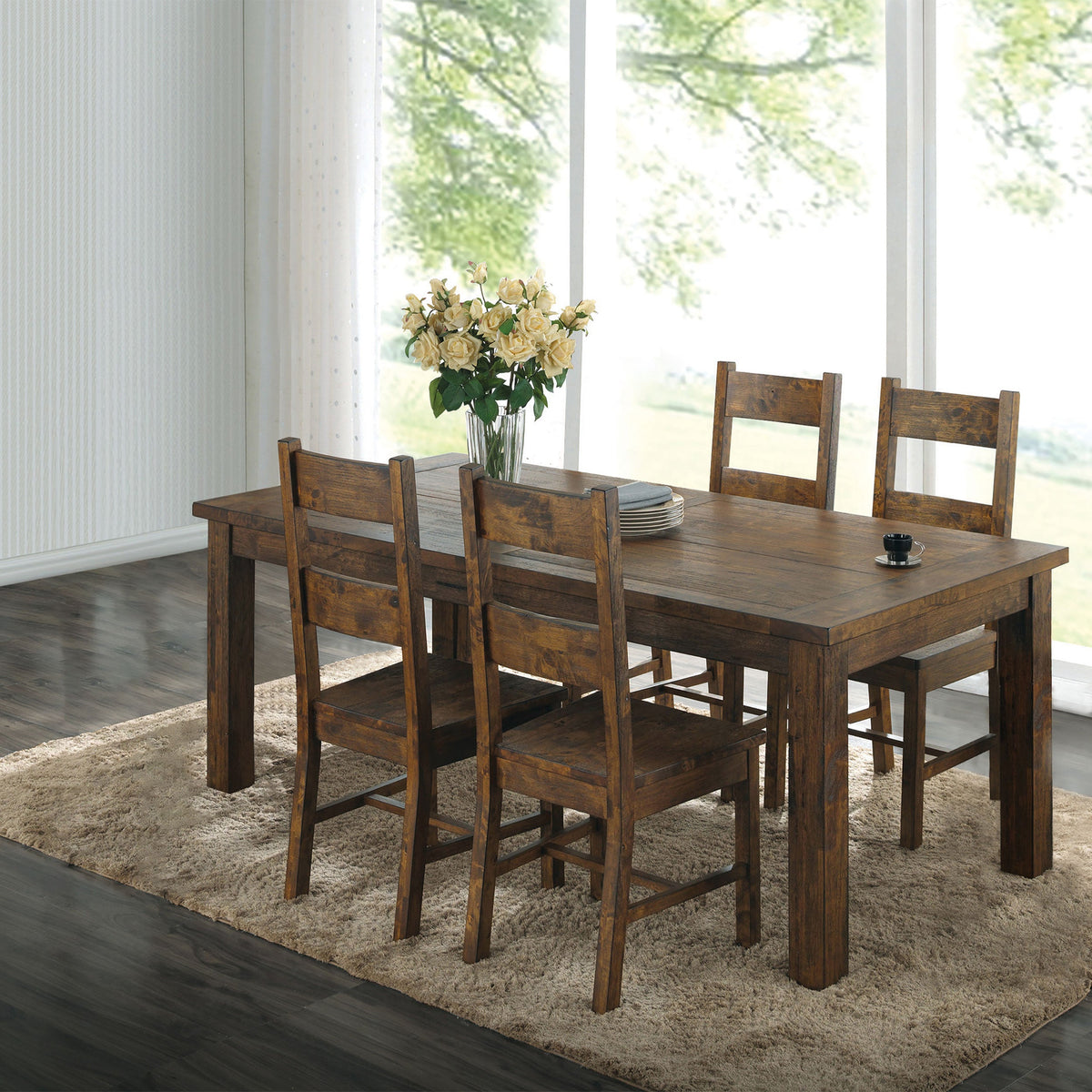 Coleman Rectangular Dining Set Rustic Golden Brown