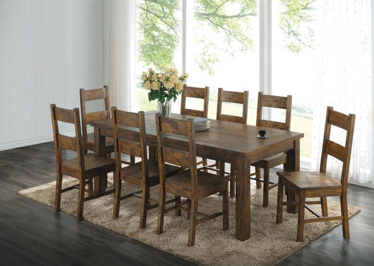 Coleman Rectangular Dining Set Rustic Golden Brown 9-piece