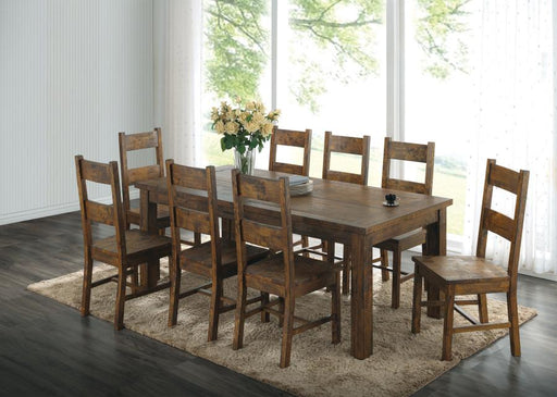 Coleman Rectangular Dining Set Rustic Golden Brown 9-piece