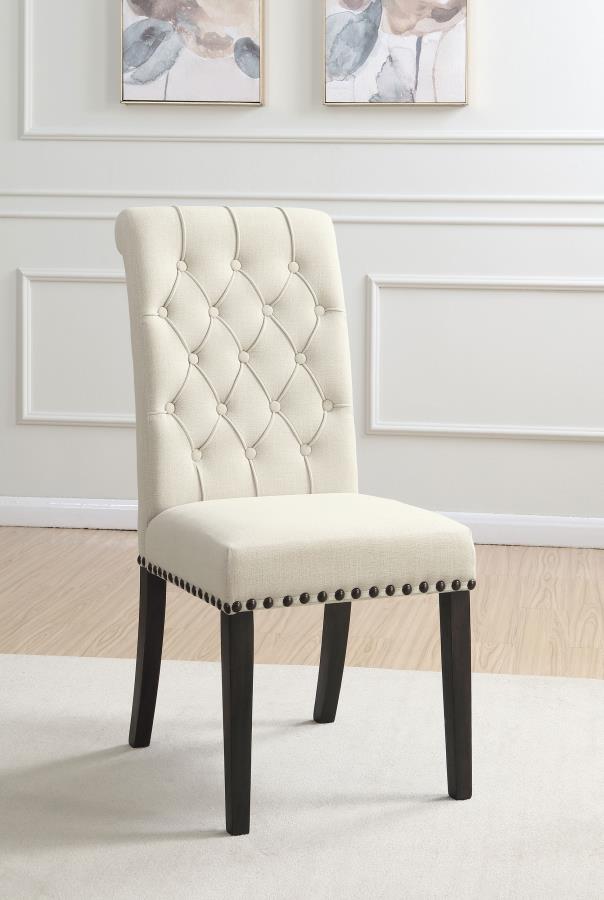 Alana Fabric Upholstered Dining Side Chair (Set of 2) Beige Smokey Black