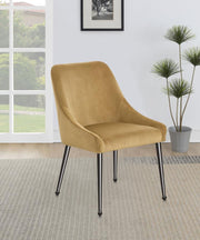 Mayette Upholstered Dining Side Chair (Set of 2) Cognac Black Nickel