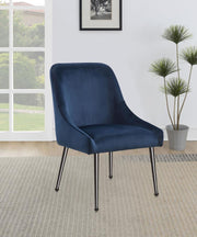 Mayette Upholstered Dining Side Chair (Set of 2) Blue Black Nickel