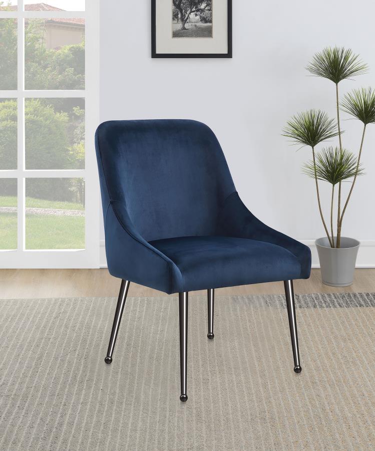 Mayette Upholstered Dining Side Chair (Set of 2) Blue Black Nickel