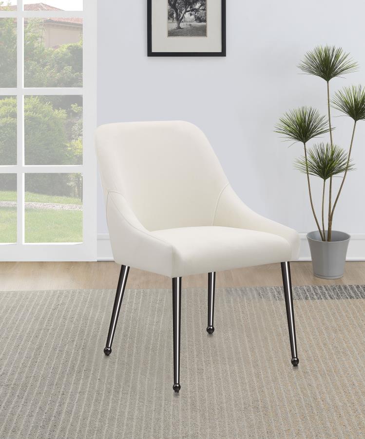 Mayette Upholstered Dining Side Chair (Set of 2) Ivory Black Nickel