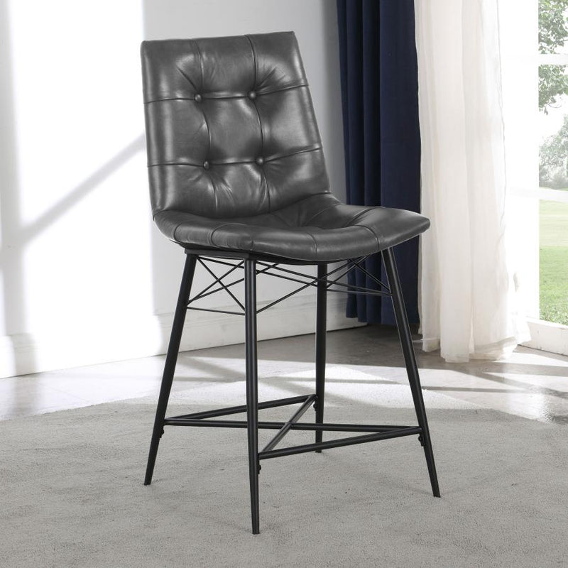 Aiken Upholstered Tufted Counter Chair (Set of 2) Charcoal