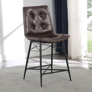 Aiken Upholstered Tufted Counter Chair (Set of 2) Brown