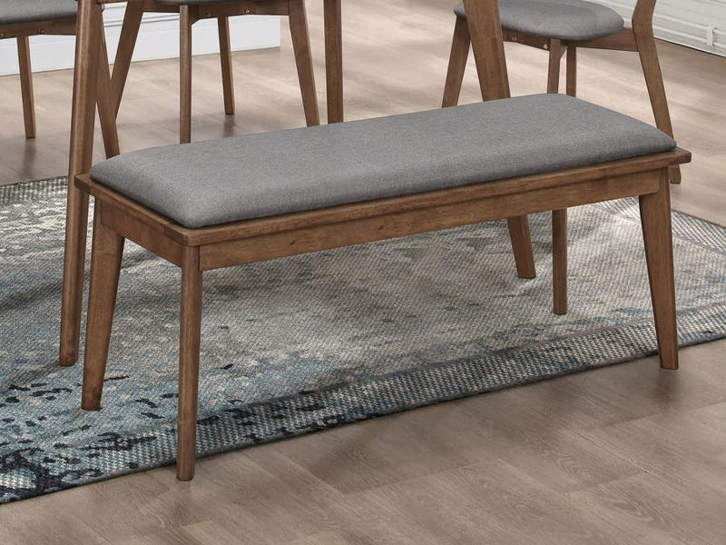 Alfredo Upholstered Dining Bench Grey and Natural Walnut Default Title