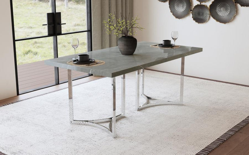 Sterling 72-inch Rectangular Dining Table Grey Faux Marble Default Title