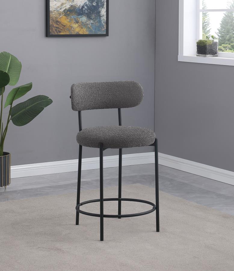 Viola Boucle Upholstered Counter Chair Grey (Set of 2) Default Title