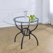 Aviano Round 48-inch Glass Top Metal Dining Table Gunmetal Default Title