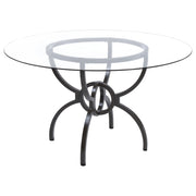 Aviano Round 48-inch Glass Top Metal Dining Table Gunmetal