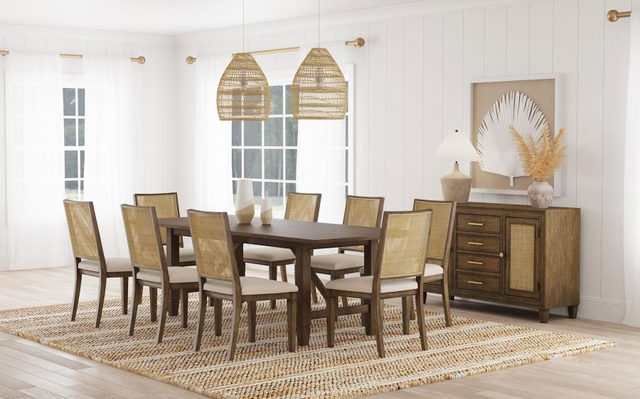 Matisse Rectangular Dining Table Set Light Brown 9-piece