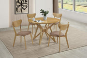 Elowen 5-piece Round Solid Wood Dining Set Light Walnut Default Title