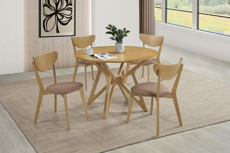 Elowen 5-piece Round Solid Wood Dining Set Light Walnut Default Title
